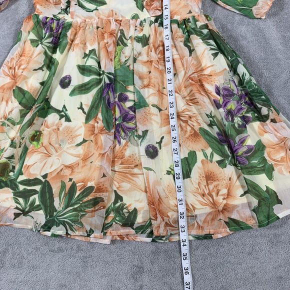 H&M Floral Ruffle Colorful Fit & Flare Dress Size Small Women’s - Picture 10 of 16